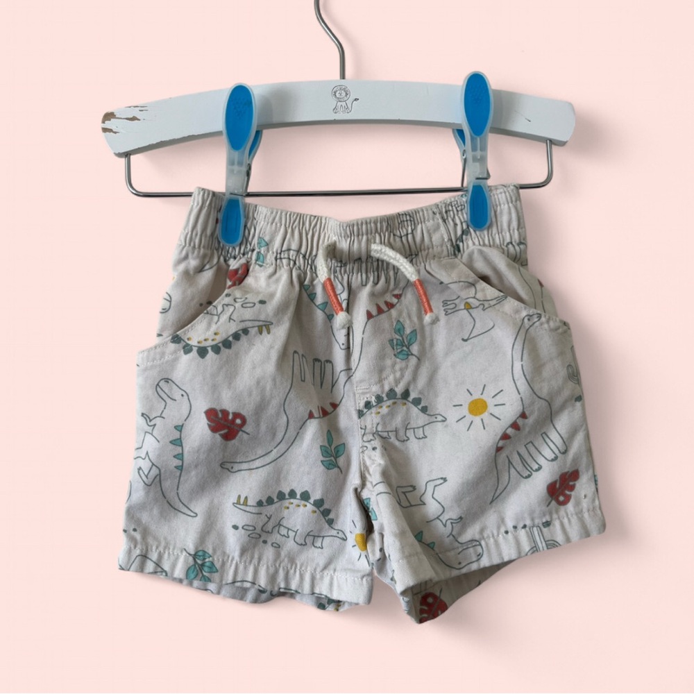 💙 2/$10 6-9M Boy Garanimals Dino Print Shorts Cotton Twill Summer Baby Stretch